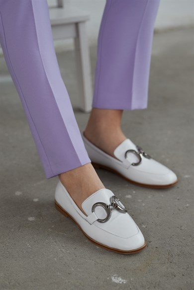 Chiara Beyaz Hakiki Deri Kadın Casual Ayakkabı