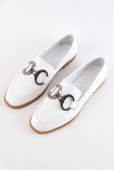 Chiara Beyaz Hakiki Deri Kadın Casual Ayakkabı