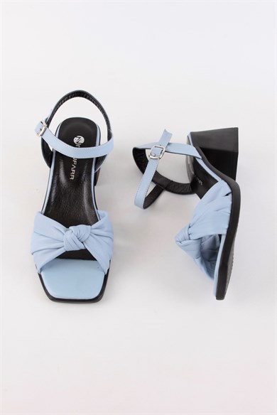 Cindy Blue Leather Women's Heeled Sandals