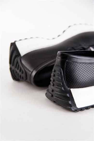 Darius Siyah Hakiki Deri Zincir Aksesuarlı Kadın Sneaker
