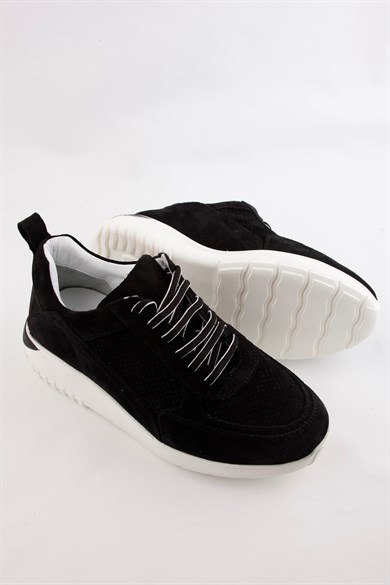 Lopez Siyah Süet Deri Kadın Sneakers
