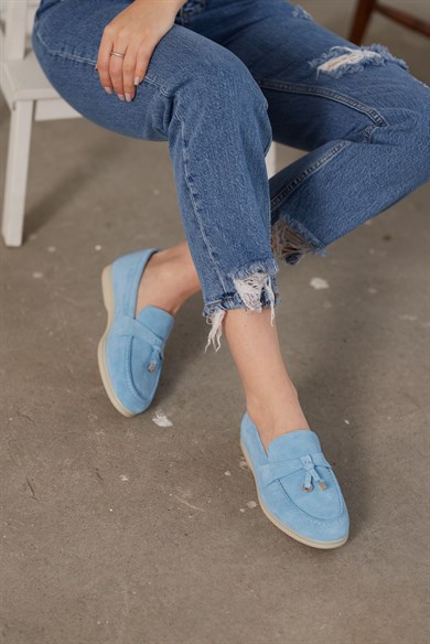 Lou Women's Skay Blue Suede Casuel Shoes