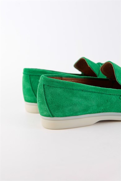 Lou Yeşil Süet Hakiki Süet Kadın Casual Ayakkabı