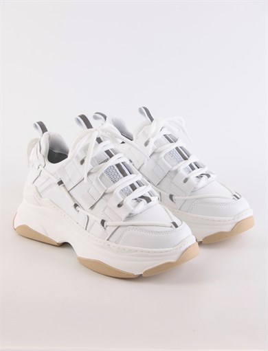 Otilia White Leather Thick Soled Women's Sneaker